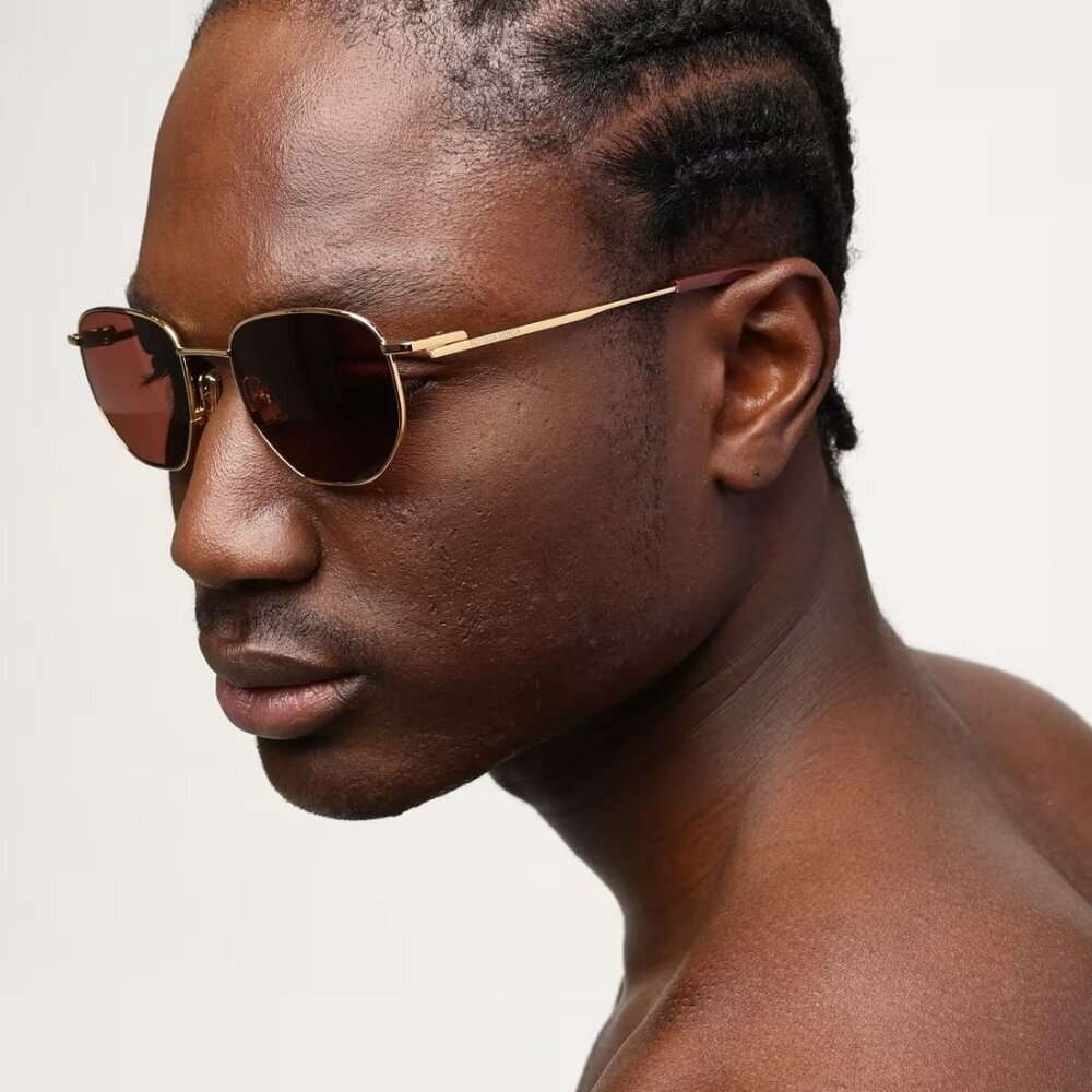 Bottega Veneta BV1301S 003 BRAND NEW Sunglasses Gold Brown Split Panthos Unisex
